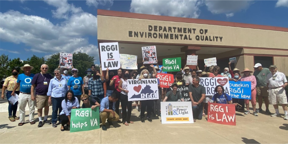 CCANers demonstrating to support the Regional Greenhouse Gas Initiative